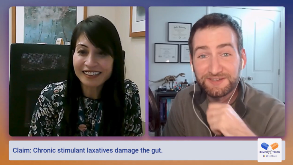 Screenshot of Dr. Monina Pascua, a gastroenterologist with The Oregon Clinic Gastroenterology South, as a guest on the Healthcare Rumor vs Truth podcast