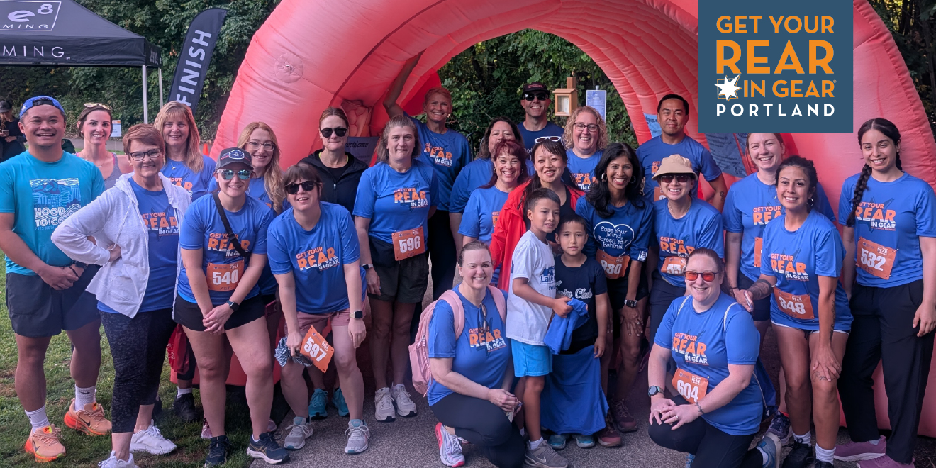 Group photo of The Oregon Clinic team members at the Get Your Rear in Gear Portland colon cancer awareness event